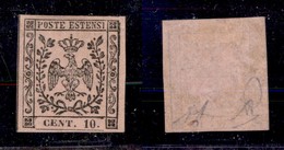 ANTICHI STATI ITALIANI - MODENA - 1852 - 10 Cent (9) - Gomma Parziale - Diena (800) - Sonstige & Ohne Zuordnung