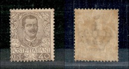 REGNO - POSTA ORDINARIA - 1901 - 40 Cent Floreale (74) - Gomma Integra (bruna) - Cert. AG (3.000) - Altri & Non Classificati