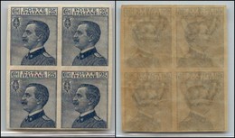 REGNO - POSTA ORDINARIA - 1908 - 25 Cent Michetti (83e) - Quartina Non Dentellata - Gomma Integra (540+) - Autres & Non Classés