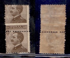 REGNO - POSTA ORDINARIA - 1908 - 40 Cent Michetti (84me + 84 Varietà Meb) In Coppia Verticale - Gomma Originale - Non Ca - Other & Unclassified
