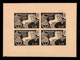 LUOGOTENENZA - SABE - S.A.B.E. - 1945 - Foglietto Di Prova In Nero Del 50 Lire (15) Su Carta - Non Gommato - Raro Insiem - Altri & Non Classificati