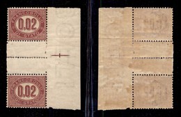 REGNO - SERVIZIO - 1875 - 2 Cent (1) - Coppia Verticale Con Interspazio Al Centro - Gomma Originale (500) - Autres & Non Classés
