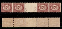 REGNO - SERVIZIO - 1875 - 20 Cent (3) - Striscia Di Quattro Con Interspazio Al Centro - Gomma Integra (750+) - Other & Unclassified