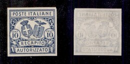 REGNO - RECAPITO AUTORIZZATO - 1928 - Prova D’Archivio - 10 Cent (P1) - Sempre Senza Gomma (500) - Other & Unclassified