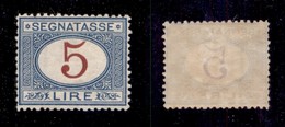 REGNO - SEGNATASSE - 1903 - 5 Lire (30) - Gomma Originale - Perfettamente Centrato (800+) - Other & Unclassified