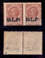 REGNO - B.L.P - 1923 - 10 Cent (13A + 13A Varietà M) Coppia Orizzontale Con Soprastampa Azzurra - Pezzo Di Destra Senza  - Other & Unclassified