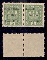 OCCUPAZIONI I GUERRA MONDIALE - TRENTINO-ALTO ADIGE - 1918 - 5 Heller (2f+2) - Senza Punto Dopo Nov In Coppia Col Normal - Otros & Sin Clasificación