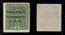 OCCUPAZIONI I GUERRA MONDIALE - VENEZIA GIULIA - 1918 - 4 Kronen (17) - Gomma Integra - Cert. Colla (3.750) - Other & Unclassified