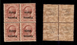 OCCUPAZIONI I GUERRA MONDIALE - VENEZIA GIULIA - 1918 - 10 Cent (22a) - Quartina Con Soprastampe Capovolte - Gomma Origi - Otros & Sin Clasificación