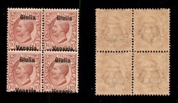 OCCUPAZIONI I GUERRA MONDIALE - VENEZIA GIULIA - 1918 - Giulia Venezia - 10 Cent (22d) In Quartina Con Venezia A Cavallo - Other & Unclassified