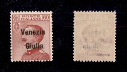 OCCUPAZIONI I GUERRA MONDIALE - VENEZIA GIULIA - 1918 - 60 Cent (28) - Gomma Integra (750) - Other & Unclassified