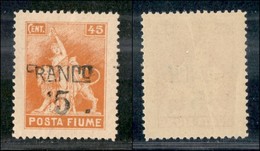 OCCUPAZIONI I GUERRA MONDIALE - FIUME - 1919 - RANCO 5 Su 45 Cent (D79 Vac) - Senza 1 Con F Parziale - Gomma Integra (24 - Other & Unclassified