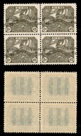 OCCUPAZIONI I GUERRA MONDIALE - FIUME - 1920 - 45 Su 45 Cent Valore Globale (104 I) - Quartina Con Soprastampe Oblique - - Other & Unclassified