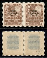 OCCUPAZIONI I GUERRA MONDIALE - FIUME - 1920 - 5 Su 5 Corone (110 Varietà + 110) - Coppia Orizzontale - Cifra Sottile A  - Otros & Sin Clasificación