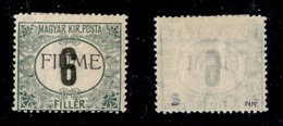 OCCUPAZIONI I GUERRA MONDIALE - FIUME - 1918 - 6 Filler (C1) - Gomma Originale - Timbrino Di Garanzia PAPE (700) - Other & Unclassified