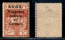 OCCUPAZIONI I GUERRA MONDIALE - ARBE - 1920 - 10 Cent (2 - Varietà) - Doppia Dentellatura A Destra - Gomma Originale - N - Other & Unclassified