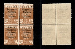 OCCUPAZIONI I GUERRA MONDIALE - VEGLIA - 1920 - 20 Cent (7) - Quartina - Gomma Integra (1100) - Other & Unclassified