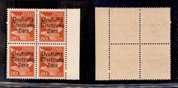 OCCUPAZIONI STRANIERE DI TERRITORI ITALIANI - OCCUPAZIONE TEDESCA - ZARA - 1943 - 80 Cent (4) - Quartina Bordo Foglio -  - Other & Unclassified
