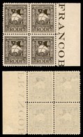 COLONIE - EGEO - EMISSIONI GENERALI - 1929 - 10 Cent Pittorica (4) In Quartina Bordo Foglio - Ritocco (4a) In Alto A Des - Sonstige & Ohne Zuordnung