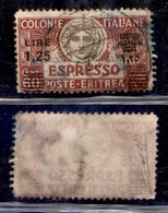 COLONIE - ERITREA - 1935 - 1,25 Lire Su 60 Cent (8 - Espressi) Dentellato 11 - Usato - Cert. AG (1.600) - Sonstige & Ohne Zuordnung
