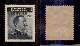 COLONIE - LIBIA - 1916 - 20 Cent Su 15 (17/I - Soprastampa Azzurro Nera) - Gomma Integra - Ottimamente Centrato - Cert.  - Sonstige & Ohne Zuordnung