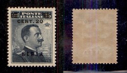 COLONIE - LIBIA - 1916 - 20 Cent Su 15 (17/I - Soprastampa Azzurro Nera) - Gomma Integra - Ottimamente Centrato - Cert.  - Autres & Non Classés