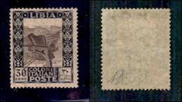 COLONIE - LIBIA - 1921 - 30 Cent Pittorica (27ca) Con Centro Capovolto (spostato In Basso) - Gomma Originale Con Invisib - Sonstige & Ohne Zuordnung
