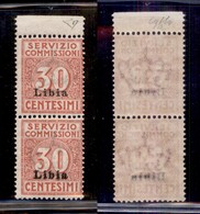 COLONIE - LIBIA - 1915 - 30 Cent (1 + 1a - Nota) Coppia Verticale Con Doppia Soprastampa Sul Pezzo Inferiore - Gomma Int - Sonstige & Ohne Zuordnung