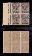 COLONIE - OLTRE GIUBA - 1925 - 50 Cent (3 - Varietà) - Quartina Bordo Foglio - Soprastampe Oblique - Gomma Integra - Non - Other & Unclassified