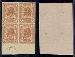 COLONIE - SOMALIA - 1903 - Prove Di Macchina - 2 Anna (4) - Quartina Bordo Foglio Non Dentellata - Senza Gomma - Chiavar - Other & Unclassified