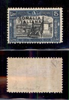 COLONIE - SOMALIA - 1927 - Non Emesso - 5 Lire Milizia (108A) - Gomma Integra - Diena + Cert. AG (3200) - Sonstige & Ohne Zuordnung