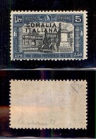 COLONIE - SOMALIA - 1927 - Non Emesso - 5 Lire Milizia (108A) - Gomma Integra - Diena + Cert. AG (3200) - Otros & Sin Clasificación