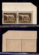 RSI - G.N.R. BRESCIA - 1943 - 5 Cent (470/Ifc + 470/Ifc Varietà M) - Coppia Angolare (pos. 9/10) - G A Cavallo + R Incli - Altri & Non Classificati