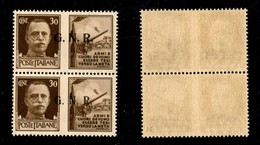 RSI - G.N.R. BRESCIA - 1943 - Secondo + Terzo Tipo - 30 Cent Esercito (18/Id + 18/IId) In Coppia Con Soprastampe A Destr - Autres & Non Classés