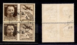 RSI - G.N.R. BRESCIA - 1943 - Secondo Tipo + R Terzo - 30 Cent Aviazione (19/I + 19/Ia) - Coppia Usata (pos. 20 + 25) -  - Other & Unclassified