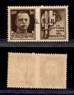 RSI - G.N.R. BRESCIA - 1943 - 30 Cent Milizia (20/IId Varietà) Con Soprastampa A Destra - Punto Scalpellato (traccia) Do - Autres & Non Classés