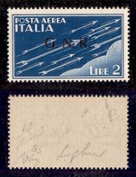 RSI - G.N.R. BRESCIA - 1943 - Primo Tipo - 2 Lire (122/I - Aerea) - Gomma Integra - Fiecchi + Oliva + Sirotti + Cert. AG - Other & Unclassified