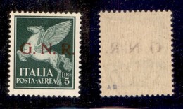 RSI - G.N.R. BRESCIA - 1943 -5 Lire (123/I - Aerea) Con Leggero Decalco Oleoso (scuro) - Gomma Integra - Cert. AG (650+) - Other & Unclassified