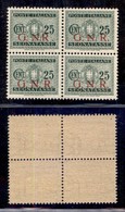 RSI - G.N.R. BRESCIA - 1943 - 25 Cent (50/Id + 50/I Tre - Segnatasse) In Quartina (pos. 186/197) - R Accostato A N In Al - Other & Unclassified