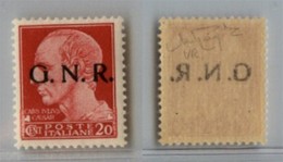RSI - G.N.R. VERONA - 1944 - 20 Cent (473iaac Varietà L) Con Punto Grosso Dopo R + Decalco - Gomma Integra - Non Catalog - Other & Unclassified