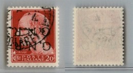 RSI - G.N.R. VERONA - 1944 - 20 Cent (473c) Usato - Doppia Soprastampa Capovolta - Cert. AG (975) - Autres & Non Classés
