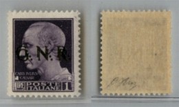 RSI - G.N.R. VERONA - 1944 - 1 Lira (479b) Con Doppia Soprastampa - Gomma Integra - Oliva (550) - Other & Unclassified