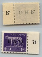 RSI - G.N.R. VERONA - 1944 - 3,70 Lire (484a Varietà Kb + L) Con Soprastampa Capovolta Ripetuta A Margine + Decalco - Go - Other & Unclassified