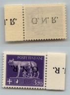 RSI - G.N.R. VERONA - 1944 - 3,70 Lire (484a Varietà Kb + L) Con Soprastampa Capovolta Ripetuta A Margine + Decalco - Go - Autres & Non Classés