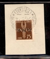 RSI - G.N.R. VERONA - 1944 - 75 Cent (119a - Aerea) Con Soprastampa Capovolta Usato Su Frammento - Oliva - Other & Unclassified