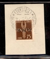 RSI - G.N.R. VERONA - 1944 - 75 Cent (119a - Aerea) Con Soprastampa Capovolta Usato Su Frammento - Oliva - Autres & Non Classés