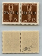 RSI - G.N.R. VERONA - 1944 - 75 Cent (119ccf + 119 - Aerea) Coppia - A Sinistra Tratti Verticali Dopo R - Gomma Integra  - Other & Unclassified