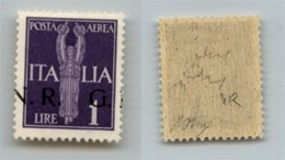 RSI - G.N.R. VERONA - 1944 - 1 Lira (121ba Varietà Cab - Aerea) Con Soprastampa Spostata A Sinistra (N A Cavallo) E In B - Autres & Non Classés