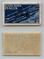 RSI - G.N.R. VERONA - 1944 - 2 Lire (122 - Aerea) - Gomma Integra - Ottima Centratura - Molto Bello - Oliva (450) - Autres & Non Classés