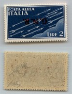 RSI - G.N.R. VERONA - 1944 - 2 Lire (122a - Aerea) Con Soprastampa Capovolta - Gomma Integra - Oliva + Chiavarello (650) - Other & Unclassified